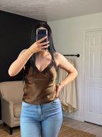 Brown Lace Tank Top